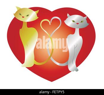 Les chats dans l'amour avec coeur. EPS10 vector illustration Illustration de Vecteur