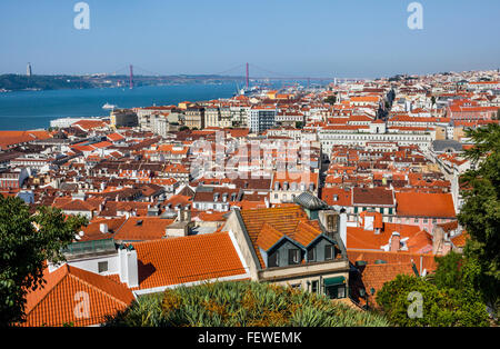 Portugal, Lisbonne, vue de Castelo de Sao Jorge de Baixa Pombaline, le centre-ville de Lisbonne Pombaline Banque D'Images