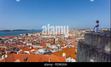 Portugal, Lisbonne, vue de la Baixa Pombaline, le centre-ville de Lisbonne Pombaline de Castelo Sao Jorge Banque D'Images