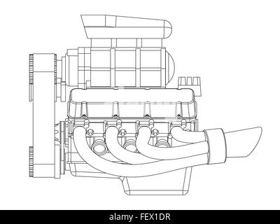 Hot Rod moteur Illustration de Vecteur