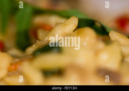 Pâtes Risotto provençal. Riso Pâtes aux aubergines, courgettes, poivrons et sauce au parmesan : Provancal Pâtes Riso Banque D'Images