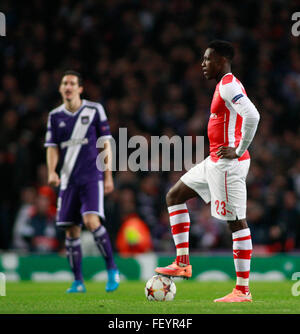 Londres, ANGLETERRE - 04 NOVEMBRE 2014 : au cours de l'UEFA Champions League correspondre entre Arsenal à partir de l'Angleterre et l'Anderlecht de Belgique a joué à l'Emirates Stadium. Banque D'Images