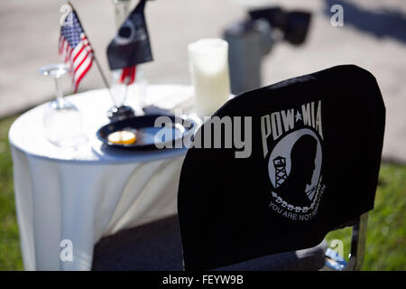 Le Prisonnier de guerre et des disparus en action Le tableau sert de rappel d'anciens combattants qui ont servi notre nation et n'est jamais revenu. La ville de Jacksonville et Camp Lejeune ont participé à une cérémonie en hommage aux anciens combattants 11 novembre Journée à la Disabled American Veterans Onslow comté Chapitre 16. Banque D'Images