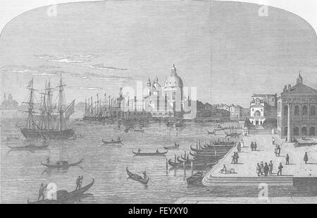 VENICE Grand Canal-Dogana, Sta Maria della Salute 1849. Illustrated London News Banque D'Images