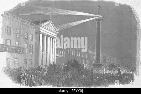 Les feux de l'Irlande, Nelsons Column, Sackville Street, Dublin 1849. Illustrated London News Banque D'Images