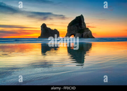 Wharariki Beach, Golden Bay, quartier Nelson, Southland, Nouvelle-Zélande Banque D'Images