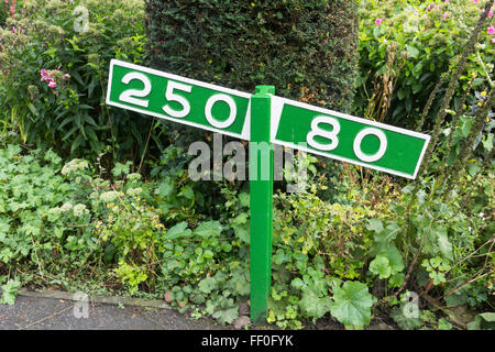 Gradient de fer sign post à Ropley station sur le milieu Hants railway, un chemin de fer à vapeur du patrimoine dans le Hampshire. Banque D'Images