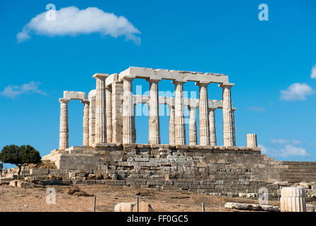 Ancien temple de Poséidon au Cap Sounion. Grèce Banque D'Images