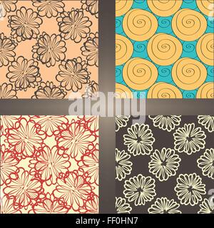 Ensemble de milieux sans couture. Faits à la main, des motifs floraux Illustration de Vecteur