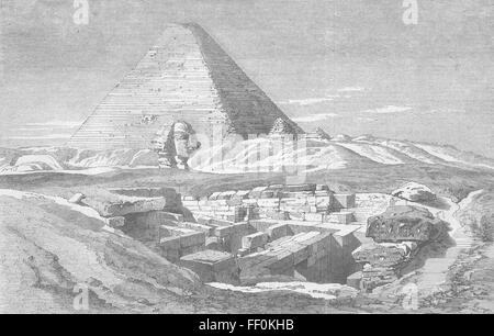 L'Égypte Gt Pyramind, Sphinx de Gizeh, fouilles et 1862. Illustrated London News Banque D'Images