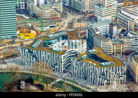 Vue aérienne, Kö-Bogen mall, Dusseldorf, Le Centre Porsche, Apple Store, nouveau, Breuninger K-arch tunnel, Düsseldorf, Rhénanie,Europe Banque D'Images