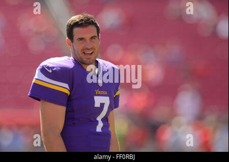 Tampa, FL, USA. 26Th Oct, 2014. Minnesota Vikings quarterback Christian Ponder (7) avec son casque au cours d'un match contre les Tampa Bay Buccaneers au Stade Raymond James, le 26 octobre 2014, à Tampa, en Floride. Les Vikings ont gagné 19-13 en OT.ZUMA PRESS/Scott A. Miller © Scott A. Miller/ZUMA/Alamy Fil Live News Banque D'Images