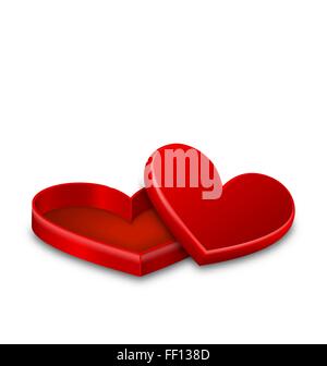 Ouvrir boîte-cadeau avec des cœurs isolated on white Illustration de Vecteur