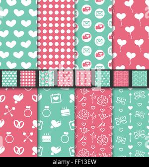 Définir une Saint-valentin motifs textiles Illustration de Vecteur
