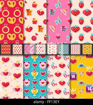 Définir les modèles sans couture pour la Saint-Valentin Illustration de Vecteur