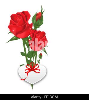 Bouquet de belles fleurs roses Happy Valentines Day Illustration de Vecteur