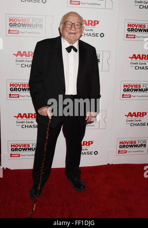 Los Angeles, CA - 08 février : l'Acteur Ed Asner assiste à l'AARP Film Awards pour les adultes au Regent Beverly Wilshire Four Seasons Hotel le 8 février 2016 à Beverly Hills, Californie. Banque D'Images