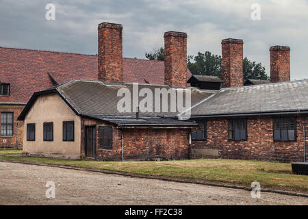 Cuisine bâtiment de l'ancien camp de concentration nazi Auschwitz I à Oswiecim, Pologne. Banque D'Images