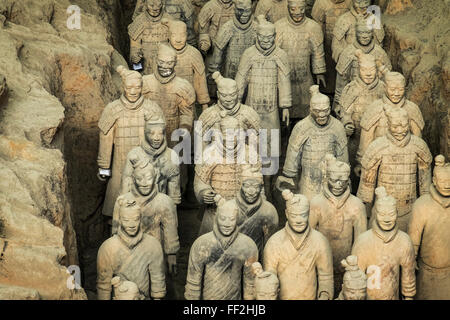 Guerriers, Armée de terre cuite, WorRMd l'UNESCO Site du patrimoine mondial, Xian, Shaanxi, China, Asia Banque D'Images