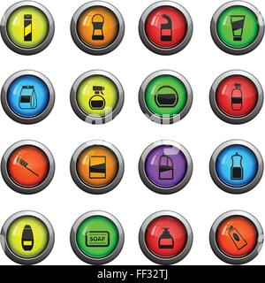 Produits chimiques foyer icons set Illustration de Vecteur