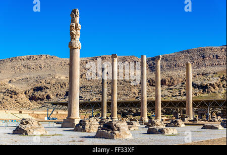 Ruines du palais Apadana à Persépolis - Iran Banque D'Images