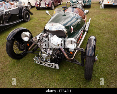 Un Morgan 3-roues statique, à la Silverstone Classic, 2015 Banque D'Images