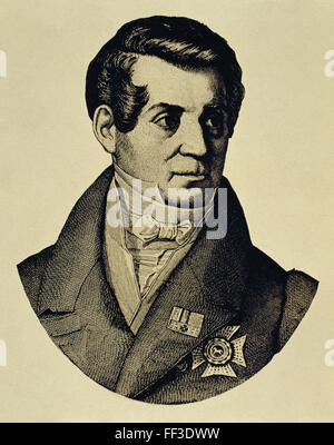 August Wilhelm von Schlegel (1767-1845). Poète allemand, traducteur et critique. Portrait. gravure. Banque D'Images