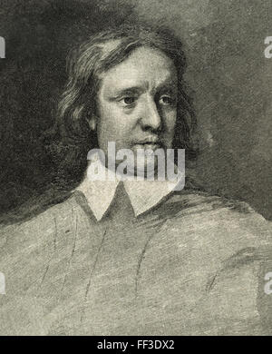 Oliver Cromwell (1599-1658). Militaire et homme politique anglais. Portrait. La gravure. 19e siècle. Banque D'Images