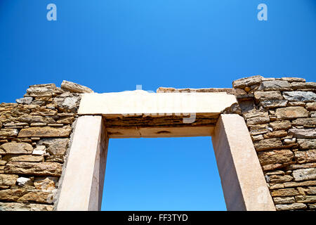 Dans la Grèce delos historycal acropole et vieille ruine plan du Banque D'Images