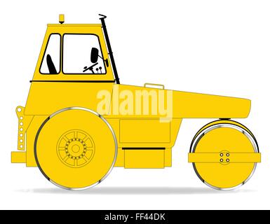 Un moteur diesel moderne rouleau compresseur sur un fond blanc Illustration de Vecteur