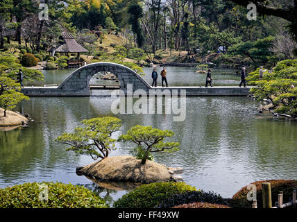 L'île de Honshu, Japon, Hiroshima, Chugoku, jardin Shukkeien et. Banque D'Images