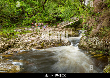 Mineurs Pont sur la rivière Llugwy, Betws-Y-coed, Conwy, Pays de Galles, Royaume-Uni, Europe. Banque D'Images