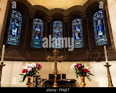 L'église à Hoarwithy fascinante, Herefordshire a mosaïques et sculptures, financé par Thomas Hutchinson Banque D'Images