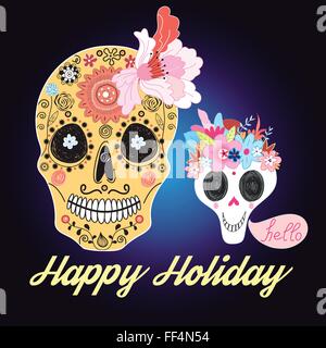 Le crâne à fleurs Illustration de Vecteur