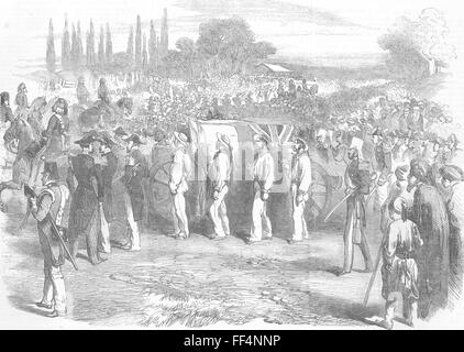 Turquie Le Capt Parkers funeral, Champ des Morts, Pera 1854. Illustrated London News Banque D'Images