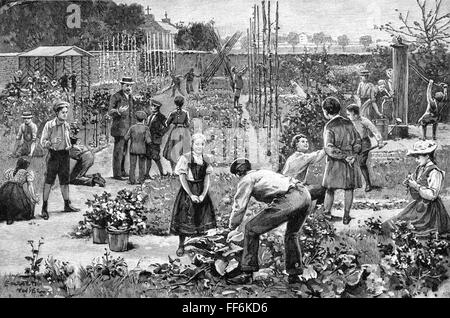 Pédagogie, école / leçons / discipline, leçons dans le jardin scolaire communal, Friedenau, après dessin par Ewald Thiel (* 1855), gravure en bois, de: 'Die Gartenlaube', numéro 9, Leipzig, 1899, droits additionnels-Clearences-non disponible Banque D'Images