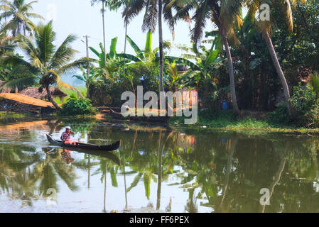 Alappuzha, Backwaters, Kerala, Inde du Sud, l'Asie Banque D'Images