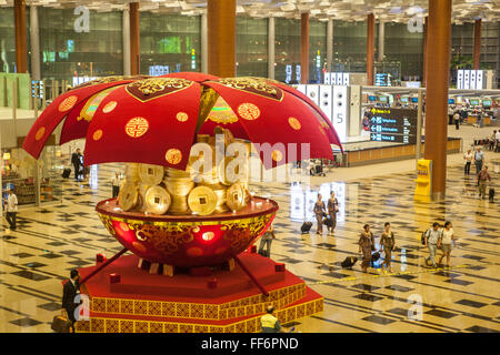 Les célébrations du Nouvel An chinois à l'aéroport de Changi, Singapour Banque D'Images