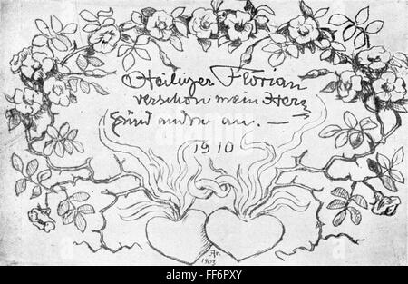 Fête, Saint-Sylvestre, carte de voeux de Hans Thoma (1839 - 1924), 1903, droits supplémentaires-Clearences-non disponible Banque D'Images