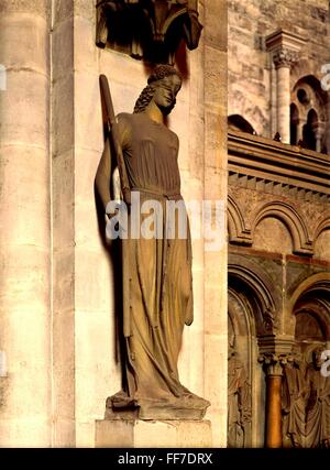 Géographie / Voyage, Allemagne, Bavière, Bamberg, cathédrale, construit: Vers 1215 - 1237, vue intérieure, sculpture 'synagogue' (symbole de la croyance juive), droits additionnels-Clearences-non disponible Banque D'Images