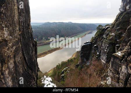 Paysage de l'Elbe en Saxe, Allemagne Suisse Banque D'Images