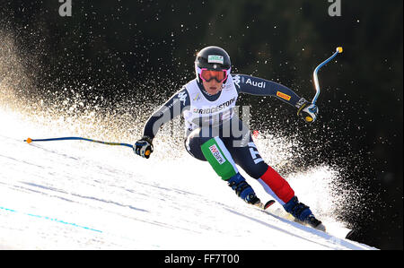 Kandahar, Garmisch-Partenkirchen, Allemagne. 08Th Feb 2016. Womens FIS Ski alpin championnats du monde. Elena Fanchini de l'Italie en action. © Plus Sport Action/Alamy Live News Banque D'Images