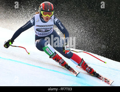 Kandahar, Garmisch-Partenkirchen, Allemagne. 08Th Feb 2016. Womens FIS Ski alpin championnats du monde. Sofia Goggia à partir de l'Italie en action. © Plus Sport Action/Alamy Live News Banque D'Images