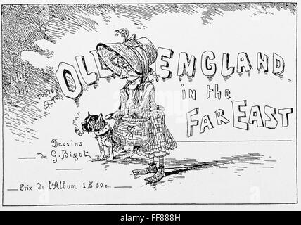 Caricature de Georges Ferdinand Bigot (1860-1927) Couverture de la vieille Angleterre dans l'Extrême-Orient. 1895. Banque D'Images
