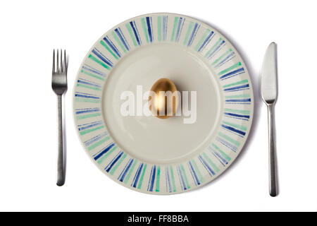 Oeuf d'or de la plaque Banque D'Images