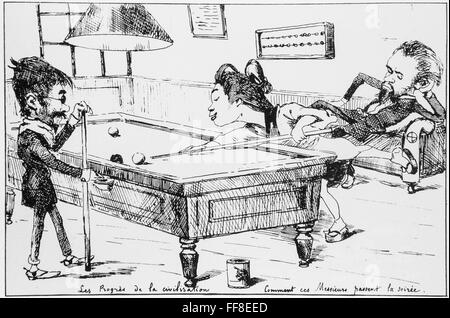 Caricature de Georges Ferdinand Bigot (1860-1927) au billard. 1887. Banque D'Images