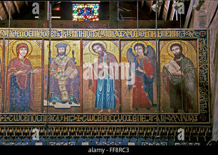 L'Église suspendue - Muallaqa sainte, icônes, 3e siècle, Le Caire, Egypte, Afrique du Sud Banque D'Images