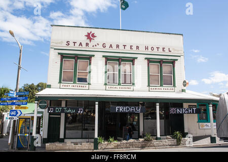 Camping-cars ou Star et Garter Hotel,Bar,pub à Coromandel Town,péninsule de Coromandel, île du Nord, Nouvelle-Zélande, Pacifique. Banque D'Images