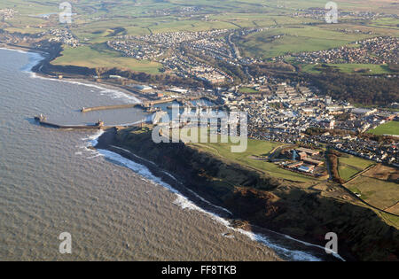 Vue aérienne de la côte en Cumbria à Whitehaven, ROYAUME UNI Banque D'Images