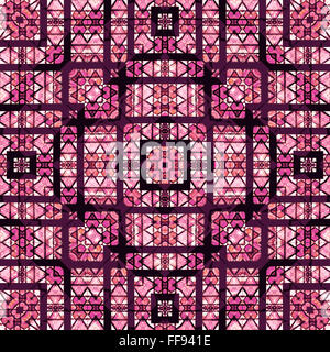 Style ethnique géométrique complexe complexe modèle homogène dans les couleurs magenta Banque D'Images